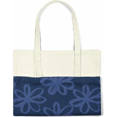 Sac Shopping - Coton - Bleu - 70 x 34 x 1 cm - Réutilisable - 1 Pièce (1/4)