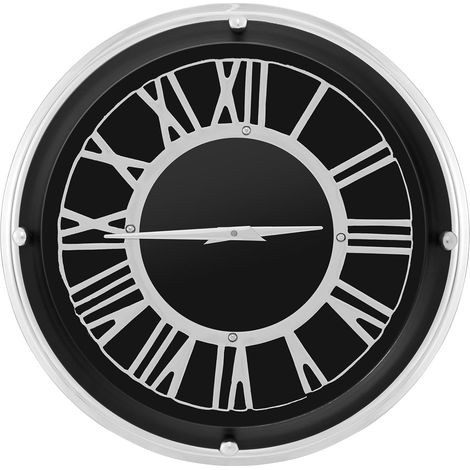 COSTWAY Reloj de Pared Silencioso, Reloj de Pared Moderno con Números Romanos y Cubierta de Vidrio, Estructura de Plata, Decorativo para el Estudio, Habitación, Oficina, Sala de Estar (S) (1/5)