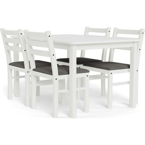 Conjunto de mesas y sillas para comedor Norsica 857, Blanco + Gris claro, 75x70x110cm, Diámetro: 0, Número de asientos: 4, Estilo: Contemporary