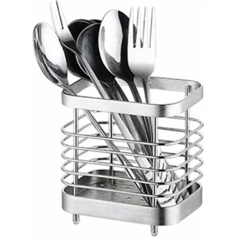 Égouttoir Rangement Couverts, Support Panier Pour Couteaux, Fourchettes, Cuillères, Ustensiles de Cuisine Porte-couverts Acier Ino (1/4)
