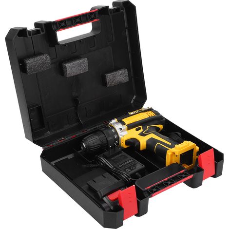 Perceuse visseuse sans fil lithium-ion orange-jaune, mini perceuse électrique multifonction domestique, tournevis à batterie, AC100-240V (1 batterie + 1 chargeur inclus), norme UK (1/5)