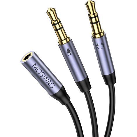 Adaptateur Double Jack 3.5mm Splitter Audio Stéréo pour Casque Micro (1/5)