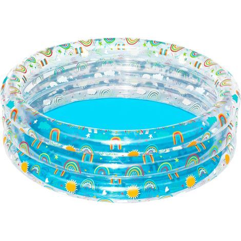 aufblasbarer, transparenter Pool (150 x 150 x 53 cm), geeignet für Kinder, runder Regenbogenpool, geeignet für Garten, Terrasse oder Balkon (1/5)