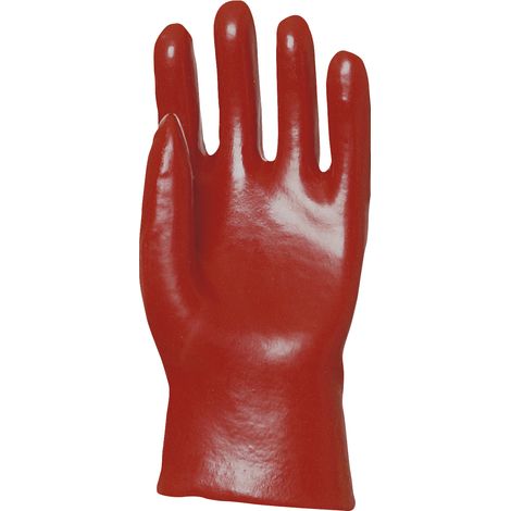 Satz mit 10 Paar Arbeitshandschuhen aus PVC, rot beschichtet, Standard, 27 cm, Größe 10
