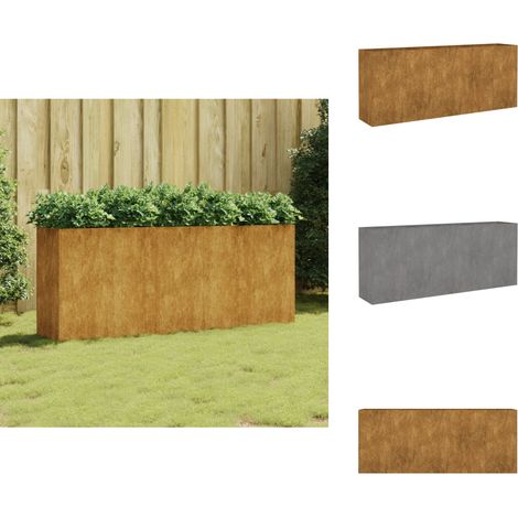 Lit surélevé de jardin 200x40x80 cm acier corten - Jardiniere Exterieur - Pot De Fleurs Extérieur - Lit Surélevé Jardin - Bac Plante - Acier Corten (1/5)