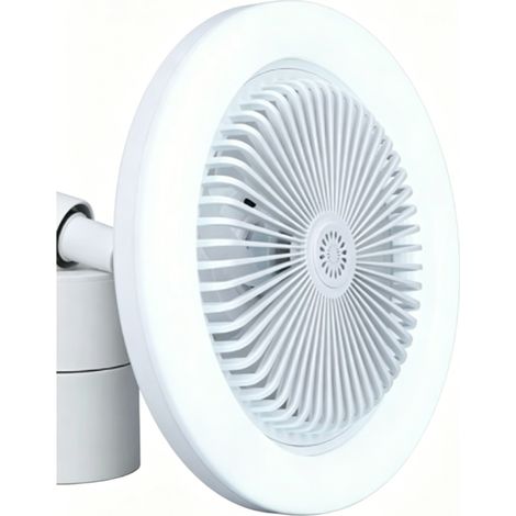 Ventilador de techo E27 de 30 W, modelo silencioso con luz LED integrada, aspas de ABS transparente, 10 pulgadas de diámetro, blanco. (1/5)
