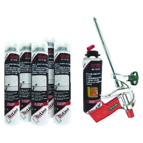 Lot de 5 mousses polyuréthane expansive 750 ml – Pistolables pour chantiers humides – Application facile et efficace – Bizline