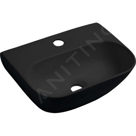 Sapho Small - Lavabo NERISSA 420x290 mm, sans trop-plein, trou pour robinet, noir mat AR265B (1/3)