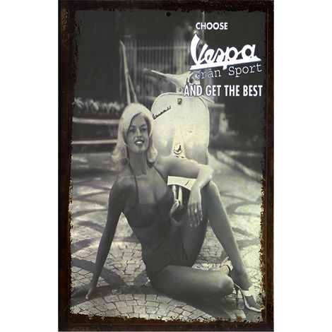 Grande Plaque métal de collection Vespa Pin-up