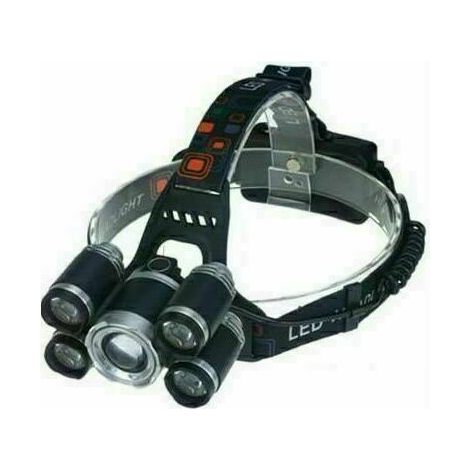 JOORRTLampe frontale, 2000 lumens 5 LED, lampe frontale rechargeable USB étanche réglable pour le camping, le jogging et la randonnée, la pêche, la grotte, (1/2)