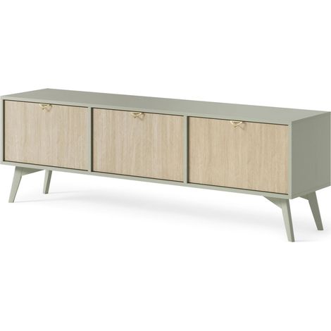 Mobile TV: Eucalipto / Spina di pesce scandi, gambe in legno, 158 x 52 x 38 cm (1/5)