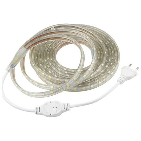 Ruban LED 3M 220V – Très lumineux 5050 IP65 étanche – Lumière blanche chaude pour intérieur – Interrupteur inclus (1/5)