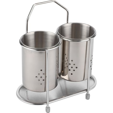 Égouttoir mural en acier inoxydable 304 pour baguettes et cuillères, avec panier pour ustensiles de cuisine (1/5)