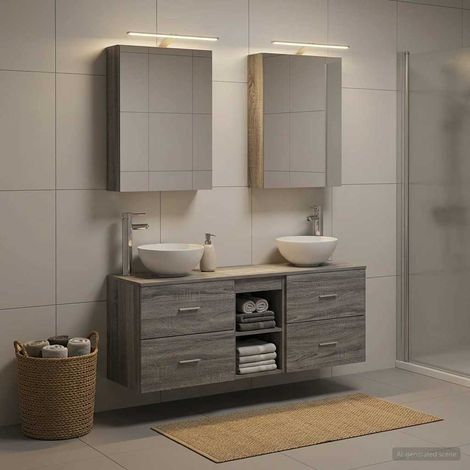 vidaXL Bathroom Cabinet Set 5 pcs Grey Sonoma Engineered Wood (1/5)