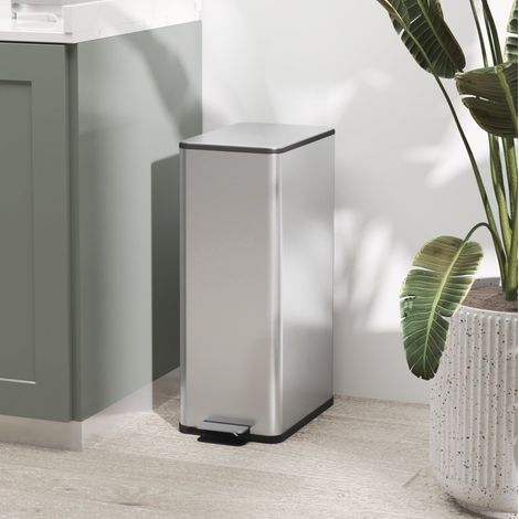 Poubelle 20 L à pédale en acier inoxydable, couvercle à fermeture douce, seau intérieur amovible et anti-traces pour cuisine, bureau et salle de bain  CHICFURN (1/5)