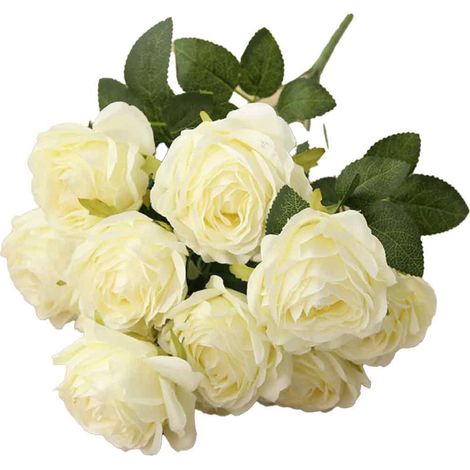 Composition florale de roses artificielles, bouquet à longues tiges pour la décoration de mariage, fleurs en soie artificielles élégantes et éclatantes.-AquaForge (1/5)