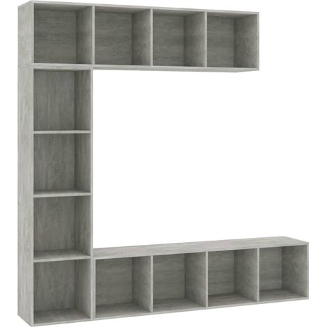 Maison Exclusive - Set Mobili Libreria/Porta TV 3 pz Grigio Cemento 180x30x180 cm