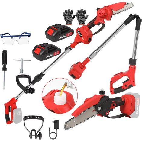 Tronçonneuse électrique à pôle télescopique de 6 pouces, 500 W,21 V,ciseaux de scie à branches hautes, outil électrique d'élagage de jardin (1/5)