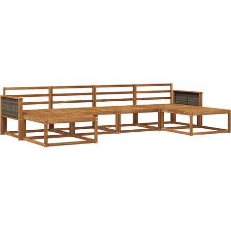 Set di divani da esterno 6 pz Salotto da Giardino Naturale (1/5)