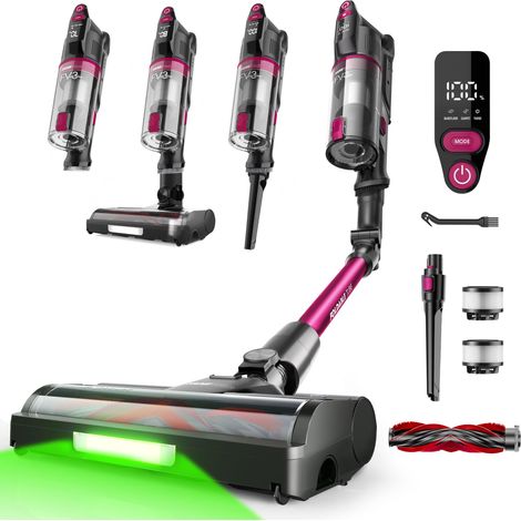 Aspirateur Balai sans Fil 60KPa/50Min/120㎡, Tube Pliable, Autoportant à Brosse Anti-Enchevêtrement, Lumière Verte, Aspirateur à Main Puissant pour Sol (1/5)