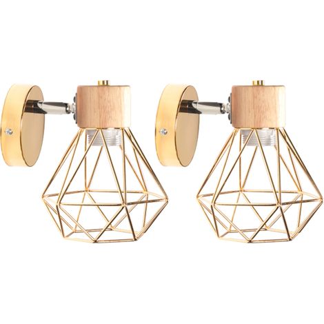 2PCS Apliques De Pared Retro Moderna Lámpara De Pared Interior Aplique De Pared De Metal, 15CM Ángulo Ajustable Oro Para Dormitorio Bar E27