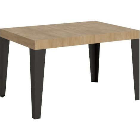 Table rectangulaire extensible 6 à 18 places L 130 à 390cm chêne clair et pieds métal anthracite Flavio (1/5)