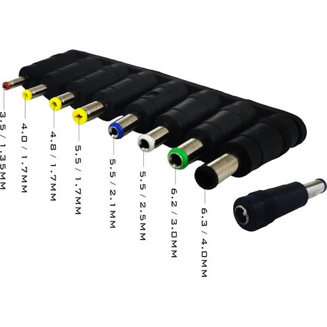 8 en 1 Adaptateur de Prise DC Taille du Filetage Femelle (diamètre) Externe 5.5 Interne 2.1mm converti en 8 Types de Fiche mâle DC pour routeurs, Ordinateurs Portables, chargeurs de Jouets (1/5)