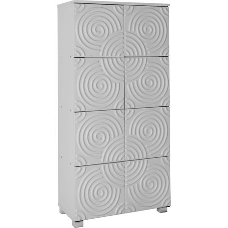 Stylish 8 Door Storage Cabinet With Swirl Pattern For Home Organisation