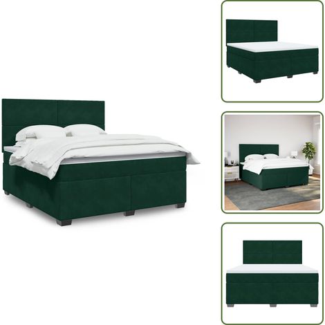 Sommier à lattes de lit et matelas Vert foncé 180x200cm Velours - Sommier À Lattes De Lit - Sommiers À Lattes De Lit - Lit - Meuble De Chambre À Coucher (1/5)