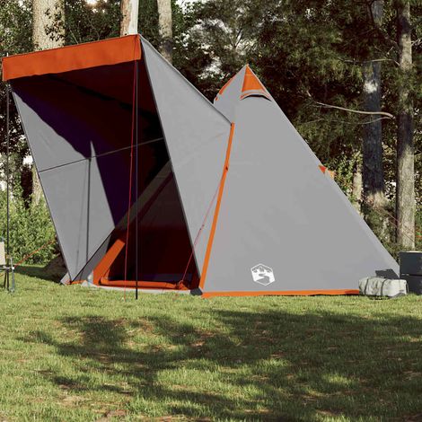 vidaXL Family Tent Tipi 6-Person Grey and orange Waterproof (1/5)