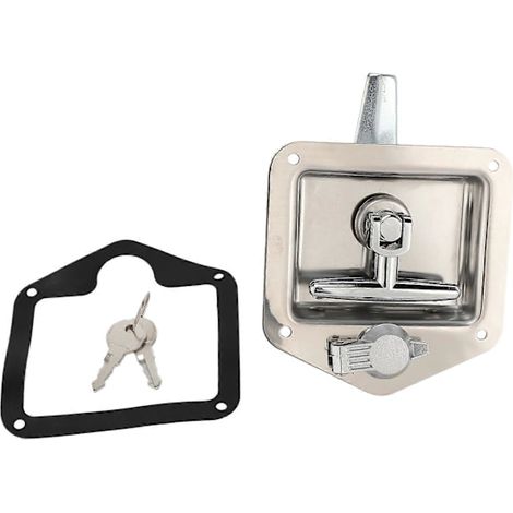 Cadenas pliable en forme de T en acier inoxydable avec jeu de clés pour remorque de camion, boîte à outils, armoire électrique