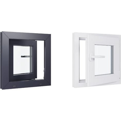 Finestra in PVC - Triplo vetro - Bicolore - Bianco e grigio - 900 mmx800 mm cm (1/5)