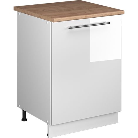 Spülenunterschrank Fame-Line, Weiß Hochglanz/Weiß, 60 cm, Vicco (1/5)