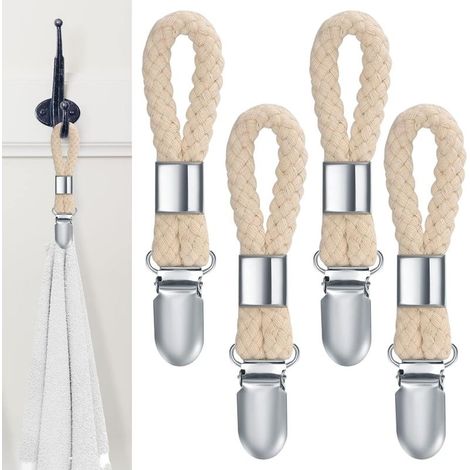 4-Piece Towel Clip Set, Dishcloth Hook, Towel Hook, Bathroom Towel Holder, Towel Clips for Closets and Hanging Towels (1/5)
