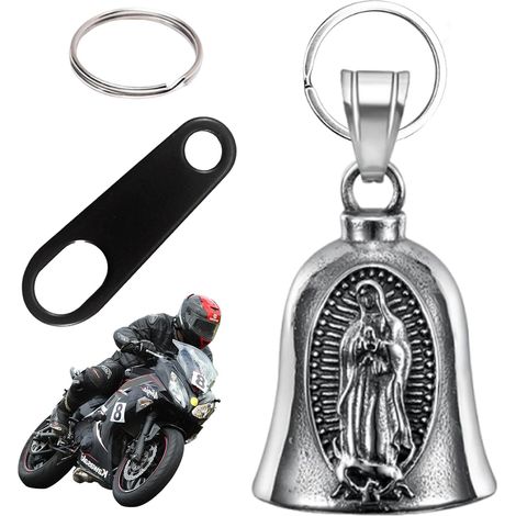 Timbre de motocicleta de acero de titanio, timbre de la guarda, timbre de la felicidad con 2 llaveros, para tranquilidad y seguridad, ciclismo