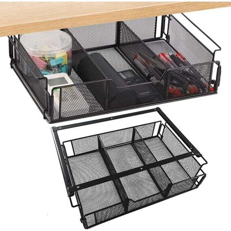 Unterbauschublade aus Kohlenstoffstahl – 36,5 x 23,5 x 8,2 cm – Büroaufbewahrungstrenner – Einfache Montage (1/5)