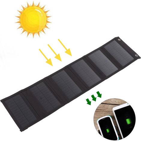 Panneau de charge solaire 15 W, batterie externe photovoltaïque monocristalline 5 V à charge rapide pour téléphones portables, alimentation portable pliable pour l'extérieur (1/5)