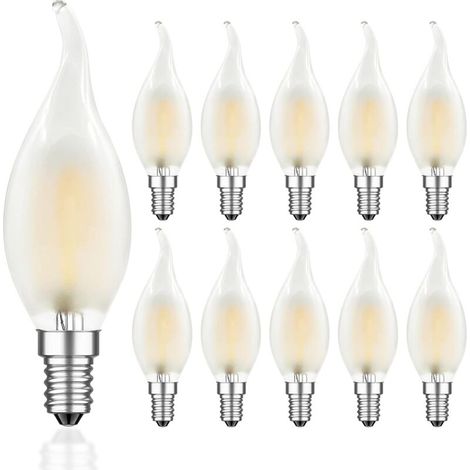 E14 4W Dimmable LED Filament Bulb, Flame Light Bulbs, Warm White 2700K, 360° Beam Angle, 10 Pack
