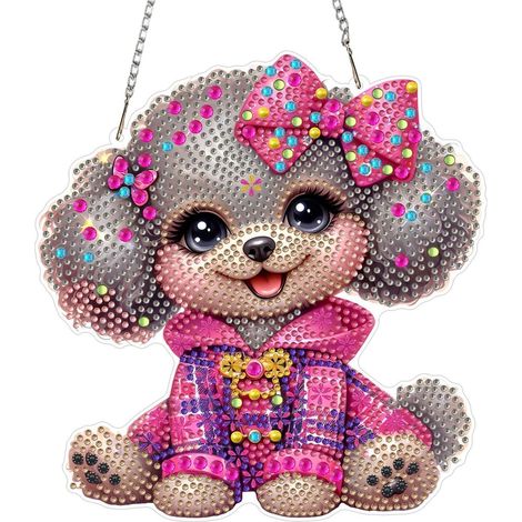 Pendentif 5D Poupée Diamond Painting avec chaîne pour fenêtre et jardin