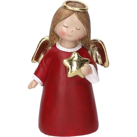 Decoro Angelo Rosso in Resina h14cm
