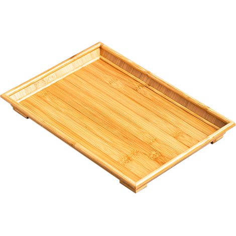 Plateau à thé rectangulaire en bambou véritable, plateau de service pour le thé chinois, décoration pour la cérémonie du thé. (1/5)