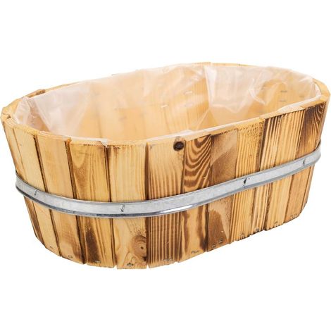 Cesto de madera y cuerda marrón 33x23x12 (1/5)