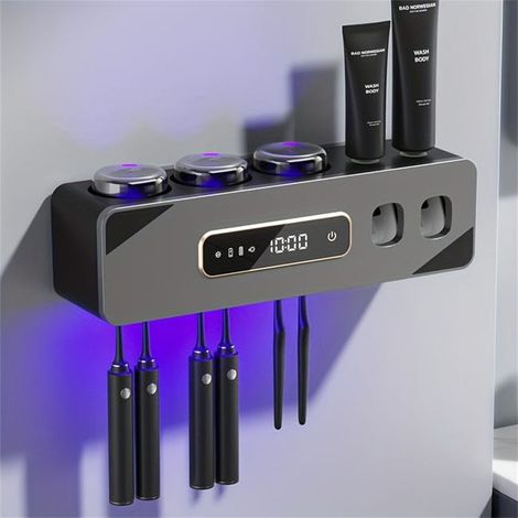 Intelligenter UV-Zahnbürstenhalter mit automatischem Zahnpastaspender und USB-Ladefunktion (1/4)