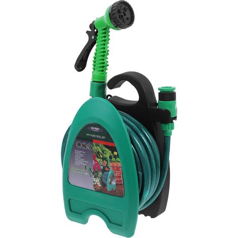 Dapetz ® Mini Hose Pipe Reel with 10M / 32 Feet Water Spray Gun 7 in 1 Adjustable Nozzle Garden Hose Compact & Portable Watering for Garden, Cars, Balconies & Outdoor Use (1/5)