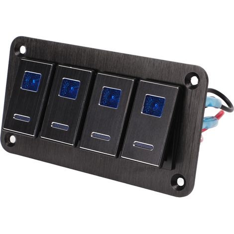 4-fach Wippschalter-Panel aus Aluminiumlegierung, DC 12–24 V, vorverdrahtet, Ein/Aus-Kippschalter für Auto, Wohnmobil, Motorrad, Bus, Anhänger, UTV (1/5)
