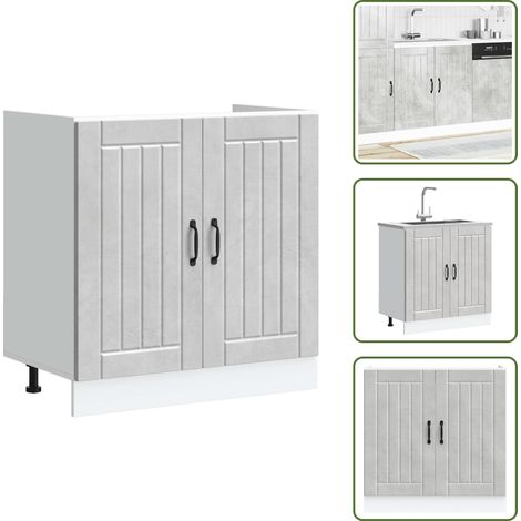 Meuble de base de lavabo Lucca gris béton bois ingénierie - Meuble Bas Du Lavabo - Meubles Bas Du Lavabo - Meuble Bas De Cuisine - Meuble Bas Du Lavabo Pour Cuisine (1/5)
