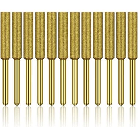 12 pezzi Affilacatene diamantate, mole abrasive in titanio ad alta durezza, punte per affilare motoseghe, 3/16 pollici 4,8 mm (1/5)
