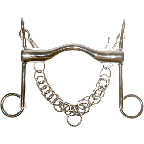 Morso irlandese collo d’oca basso aste 125 mm e cannone 22 mm con ganci e barbozzale: 13,5", Argento