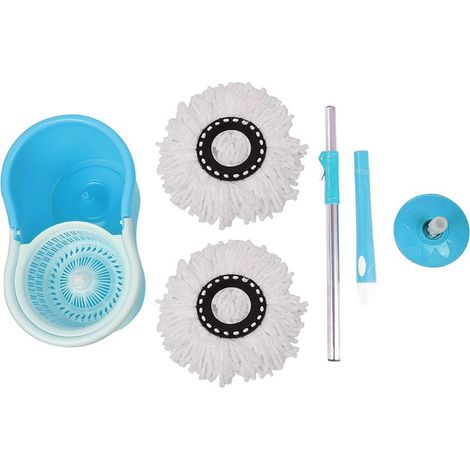® Balai Serpillière Microfibre avec Seau Essoreur BLEU double bac bleu (1/5)