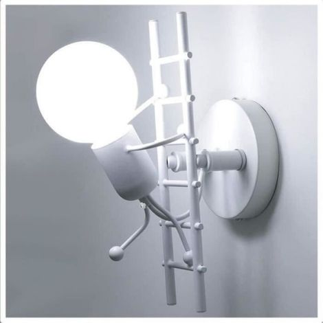 Applique Murale Humanoïde - E27 Max 60 W - Design Moderne Art Déco - Pour Chambre Enfants Couloir Cuisine - 11,9 x 16,5 x 28 cm (1/3)